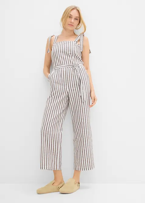 Jumpsuit i bomull med lin, bonprix
