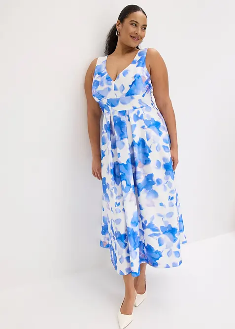 Maxikjole i glinsende sateng, bonprix