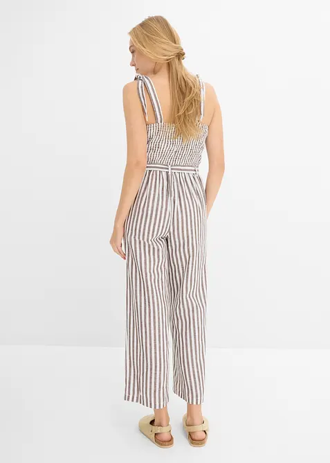 Jumpsuit i bomull med lin, bonprix