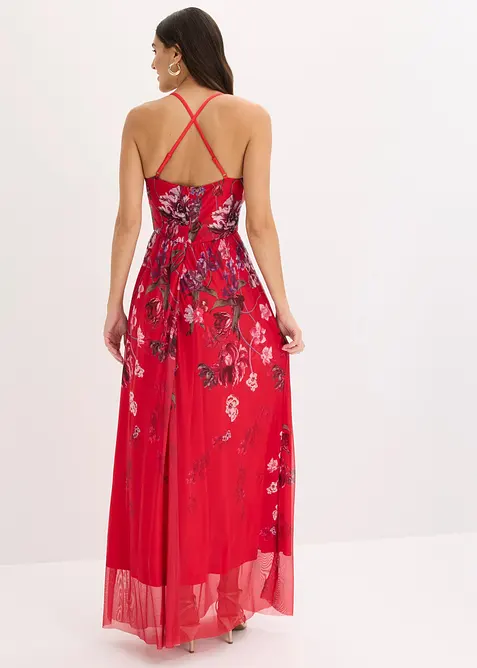 Maxikjole av delikat tyll med stropper, bonprix