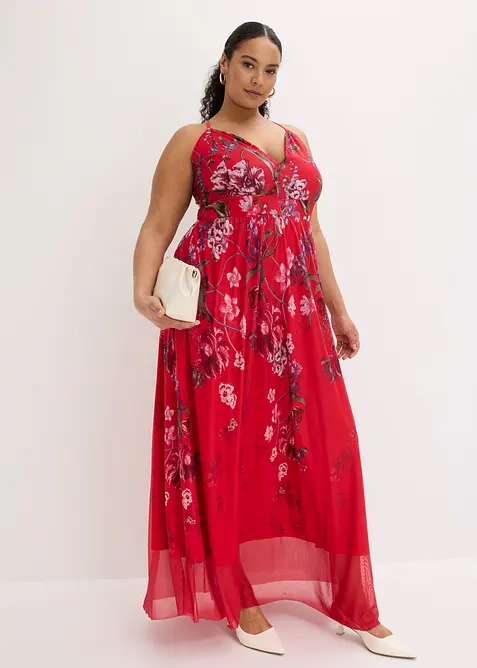 Maxikjole av delikat tyll med stropper, bonprix