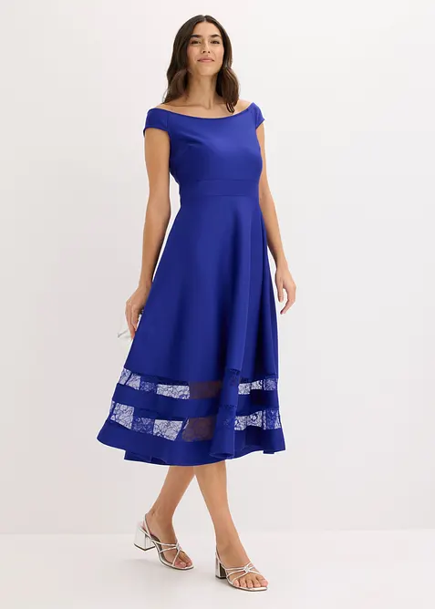 Off shoulder-kjole med blonder, bonprix