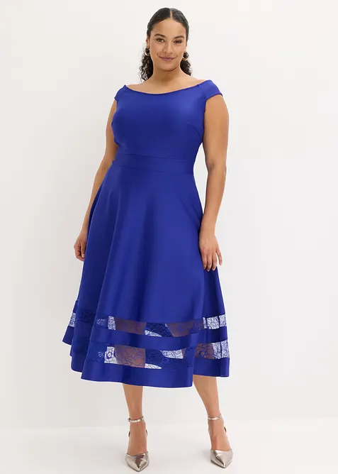 Off shoulder-kjole med blonder, bonprix