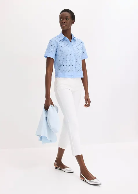 Bluse med hullbroderi, bonprix