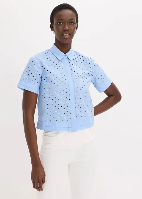Bluse med hullbroderi, bonprix
