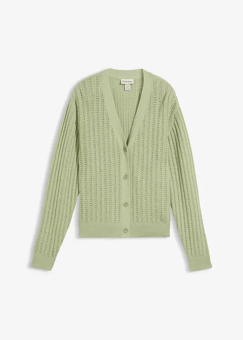 Cardigan med lin og hullm&oslash;nster, bonprix