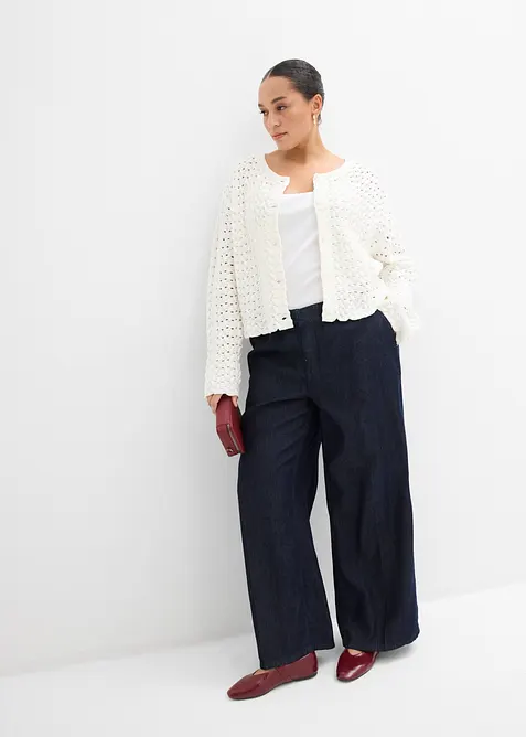 Strikket bolero med hullm&oslash;nster, bonprix