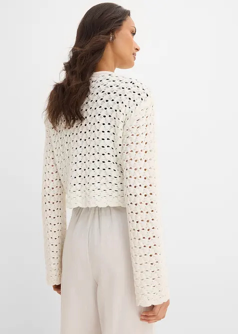 Strikket bolero med hullm&oslash;nster, bonprix