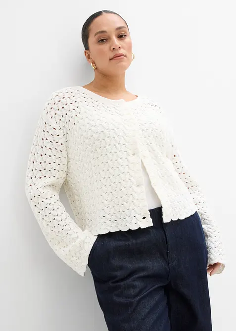 Strikket bolero med hullm&oslash;nster, bonprix