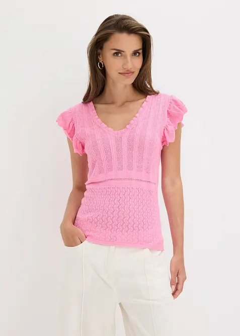 Strikket topp i myk viskosemiks, bonprix
