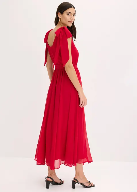 Chiffonkjole med sl&oslash;yfedetaljer, bonprix