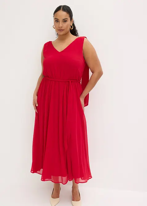 Chiffonkjole med sl&oslash;yfedetaljer, bonprix