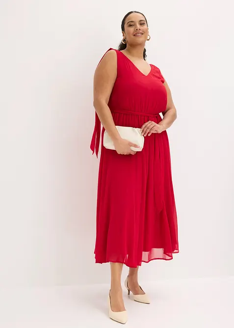 Chiffonkjole med sl&oslash;yfedetaljer, bonprix