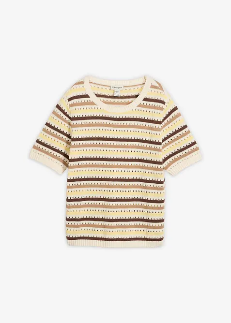 Strikketopp med hullm&oslash;nster, bonprix