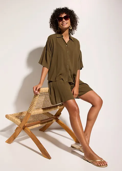 Kort strandbluse i lett viskose, bonprix