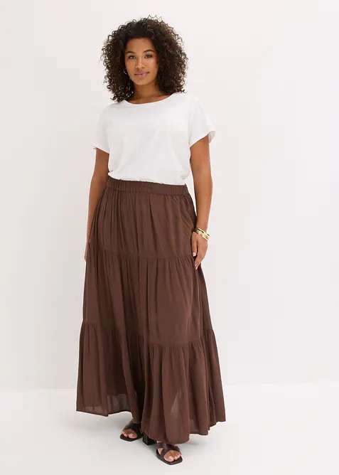 Maxi-volangskj&oslash;rt i strukturert viskosemateriale, bonprix