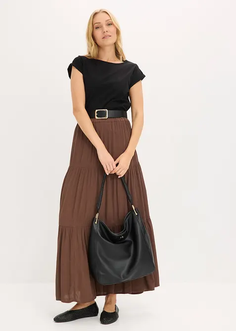 Maxi-volangskj&oslash;rt i strukturert viskosemateriale, bonprix