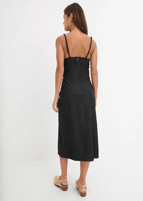 Denimkjole med splitt, bonprix