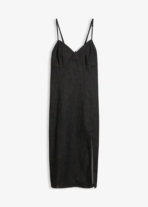 Denimkjole med splitt, bonprix