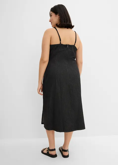 Denimkjole med splitt, bonprix