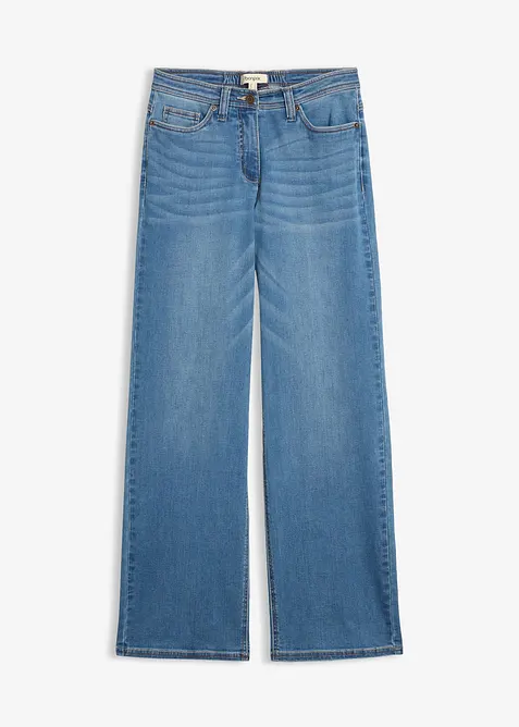 Wide Leg-jeans Mid Waist, komfortlinning, bonprix