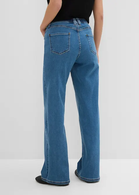 Wide Leg-jeans Mid Waist, komfortlinning, bonprix
