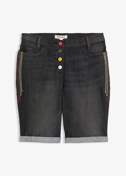 Bermudashorts i denim med broderi og komfortlinning, bonprix