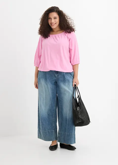 Trikotbluse i 100% &oslash;kologisk bomull, bonprix