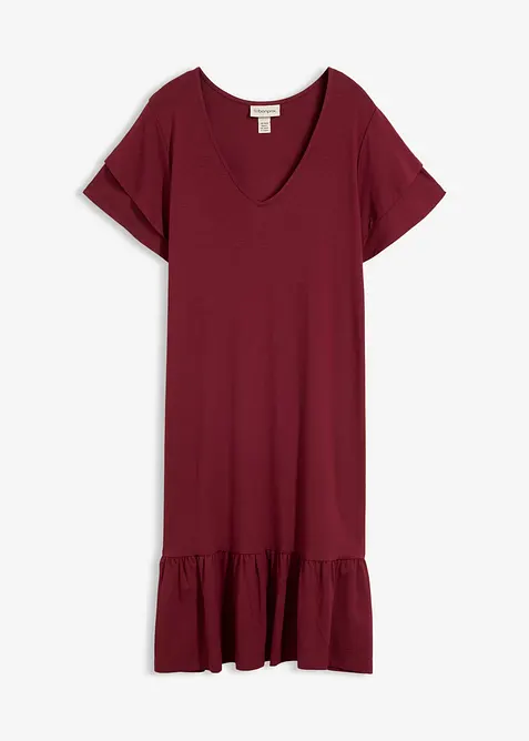Jerseykjole i viskosemiks med volang, bonprix