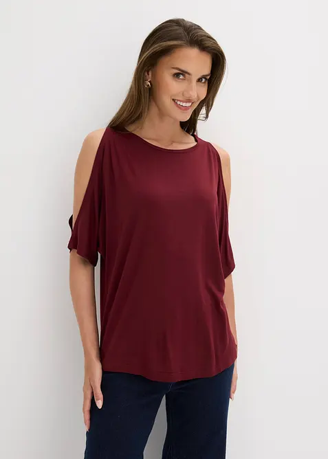 Cold shoulder-topp i viskose, bonprix