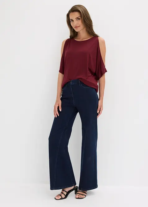 Cold shoulder-topp i viskose, bonprix