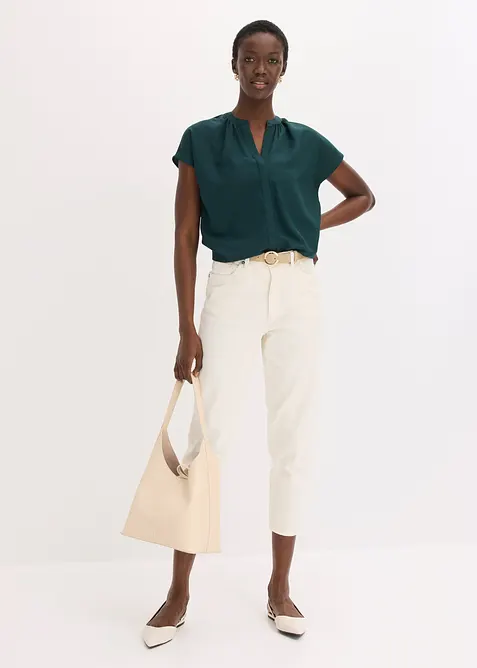 Kortermet bluse med skjult knappestolpe, bonprix