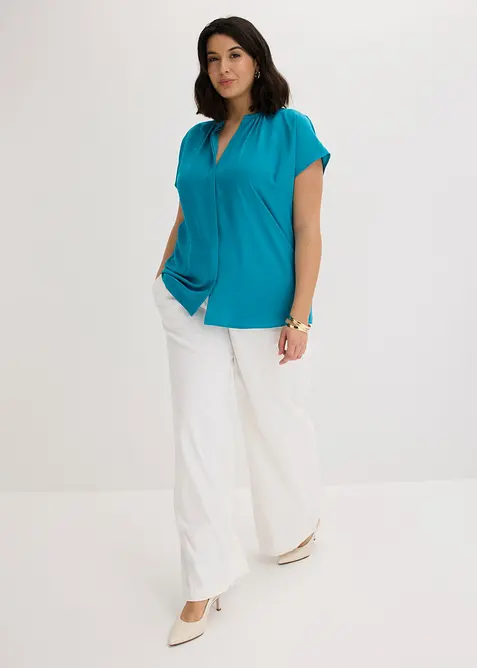 Kortermet bluse med skjult knappestolpe, bonprix