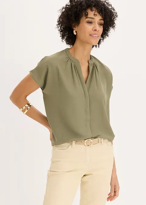 Kortermet bluse med skjult knappestolpe, bonprix