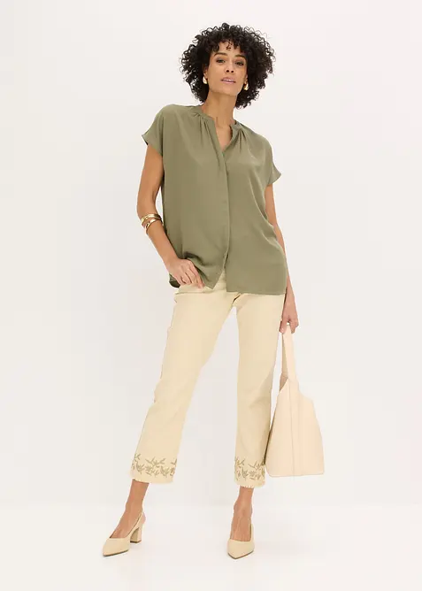 Kortermet bluse med skjult knappestolpe, bonprix
