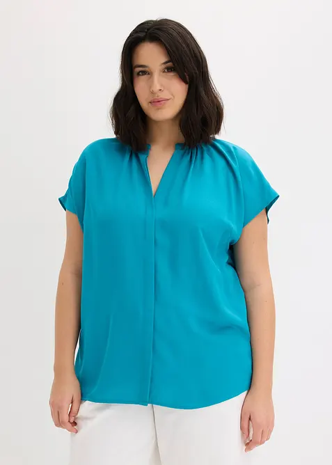 Kortermet bluse med skjult knappestolpe, bonprix