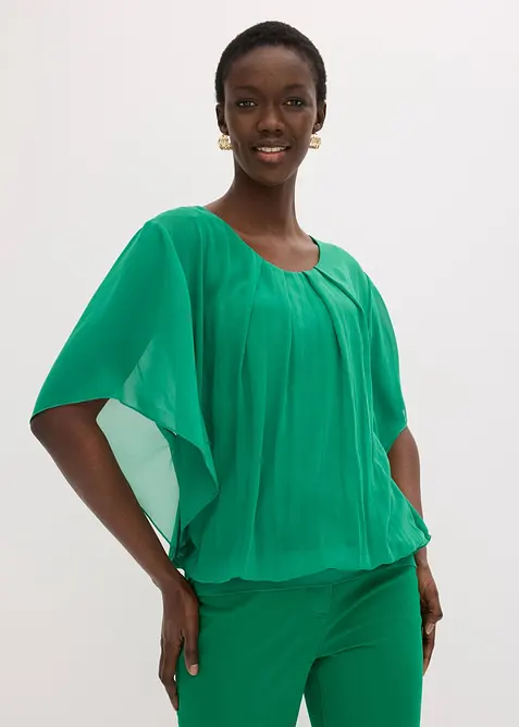 Chiffonbluse med f&ocirc;r, bonprix