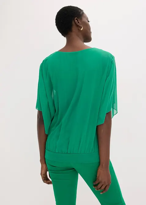 Chiffonbluse med f&ocirc;r, bonprix