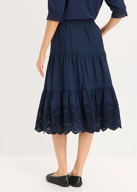 Volangskj&oslash;rt med hullbroderier, bonprix