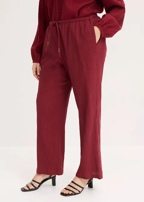 Slip on-bukse i strukturert krinklet materiale, bonprix