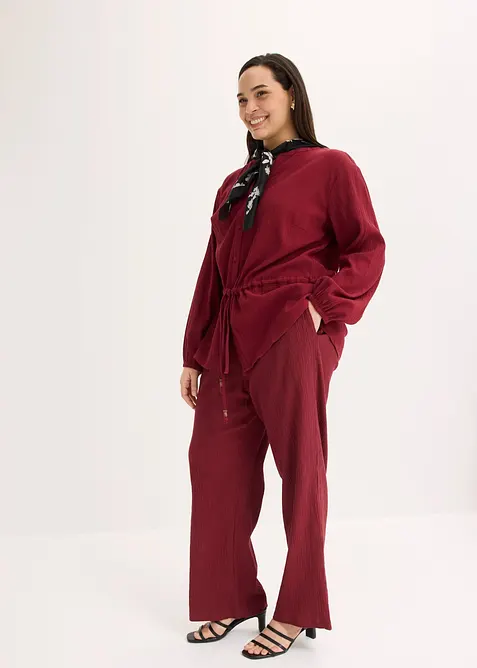 Slip on-bukse i strukturert krinklet materiale, bonprix