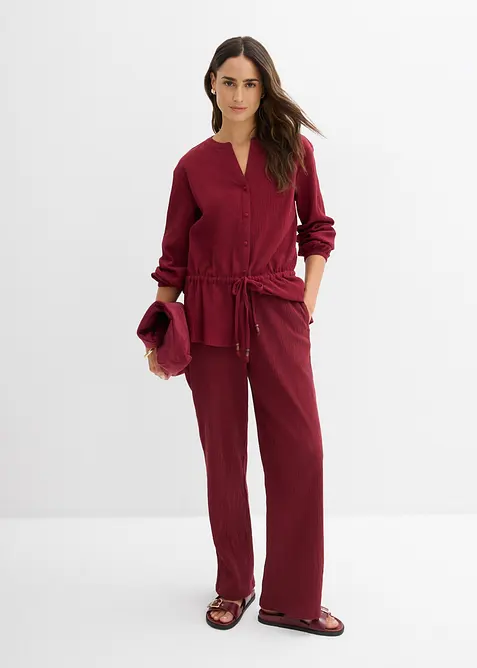 Slip on-bukse i strukturert krinklet materiale, bonprix