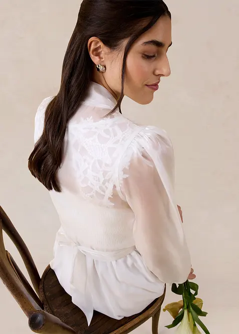 Bolero i lett tyll med knyting, bonprix