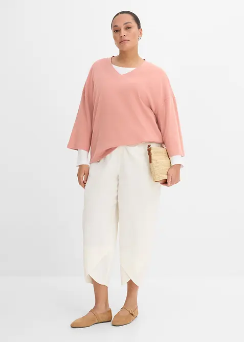 Ankellang bukse i lett linmiks, bonprix