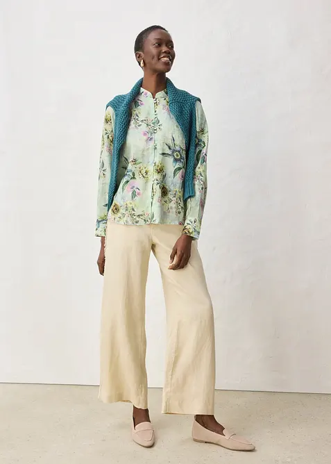 Volangbluse i kj&oslash;lende rami-materiale, bonprix