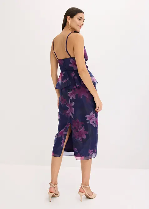 Cocktailkjole i tynn tyll med detaljer i heklet stil, bonprix