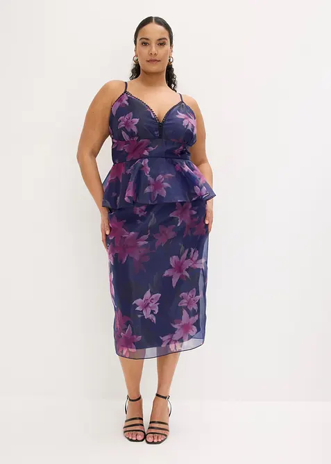 Cocktailkjole i tynn tyll med detaljer i heklet stil, bonprix