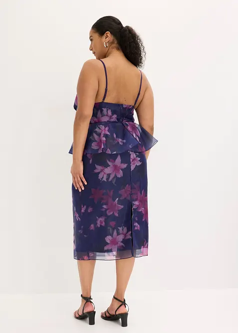 Cocktailkjole i tynn tyll med detaljer i heklet stil, bonprix