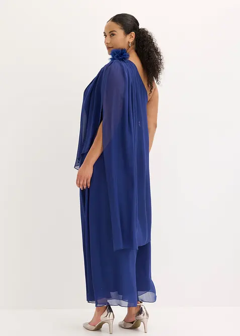 Selskapskjole i tynn chiffon med blomsterapplikasjon, bonprix