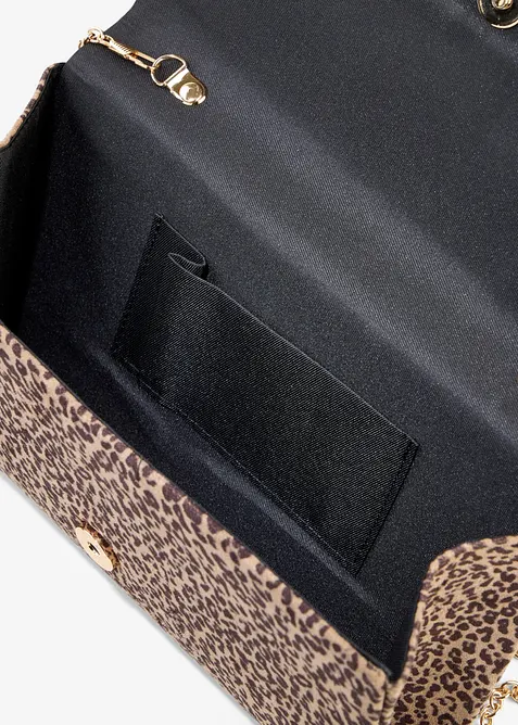 Leopardm&oslash;nstret clutch i imitert, semsket skinn, bonprix